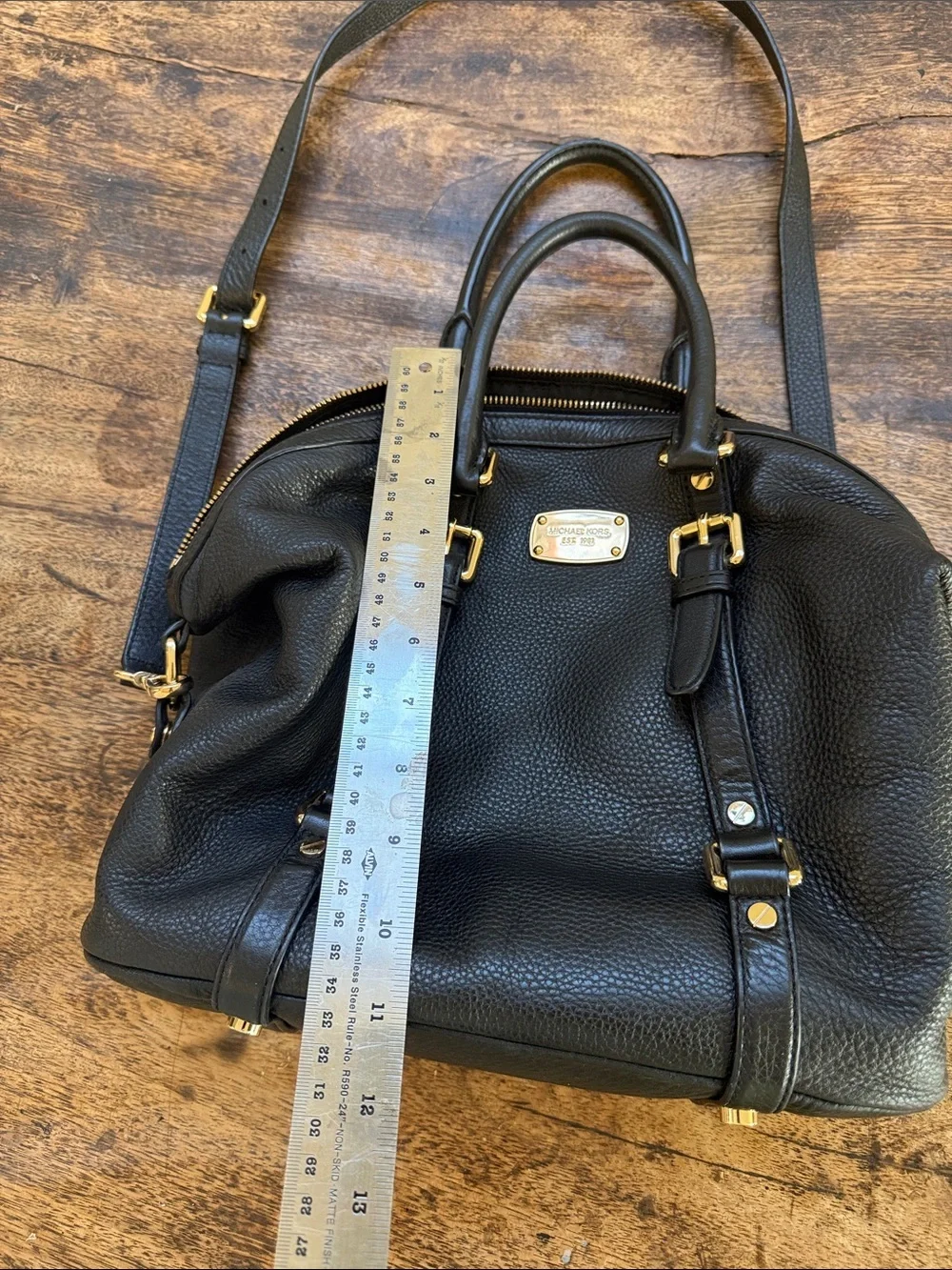Michael Michael Kors Bags Black Bedford Belted Leather Satchel Medium
